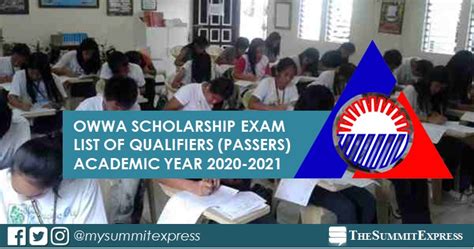 LIST OF PASSERS: OWWA Scholarship Exam .